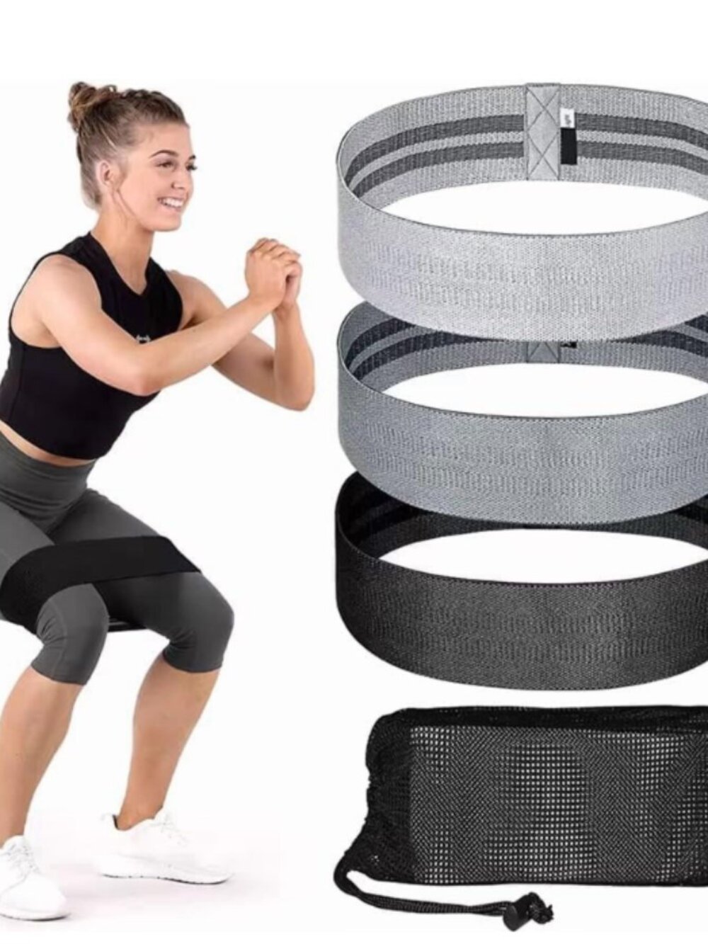 Fabric Resistance Bands Set for Glutes & Legs – 3 Non-Slip Booty Bands